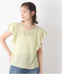 LAURA ASHLEY / ローラ アシュレイ シャツ・ブラウス | 【コットン100％／洗える／同柄アイテムあり】ハーゲート リーブス柄 フリルブラウス