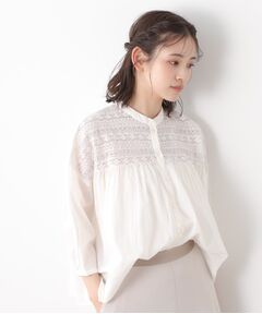 LAURA ASHLEY / ローラ アシュレイ シャツ・ブラウス | 【七分袖／コットン100％／洗える】リバーレースブラウス