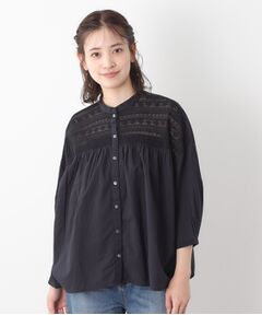 LAURA ASHLEY / ローラ アシュレイ シャツ・ブラウス | 【七分袖／コットン100％／洗える】リバーレースブラウス