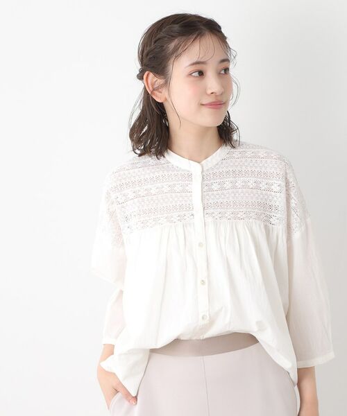 LAURA ASHLEY / ローラ アシュレイ シャツ・ブラウス | 【七分袖／コットン100％／洗える】リバーレースブラウス | 詳細1