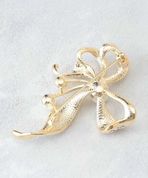 LAURA ASHLEY / ローラ アシュレイ ブローチ・コサージュ | 【淡水パール／ストーン】ダブルリボンブローチ | 詳細2