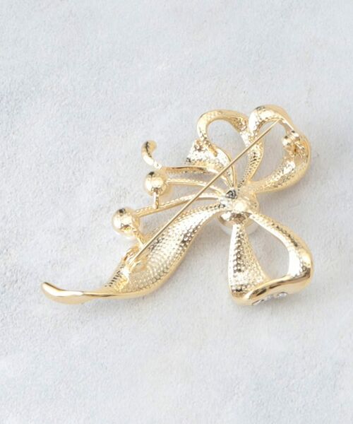 LAURA ASHLEY / ローラ アシュレイ ブローチ・コサージュ | 【淡水パール／ストーン】ダブルリボンブローチ | 詳細3