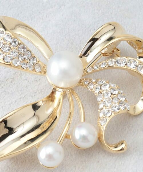 LAURA ASHLEY / ローラ アシュレイ ブローチ・コサージュ | 【淡水パール／ストーン】ダブルリボンブローチ | 詳細4