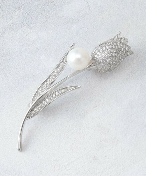 LAURA ASHLEY / ローラ アシュレイ ブローチ・コサージュ | 【淡水パール／ストーン】チューリップブローチ | 詳細1