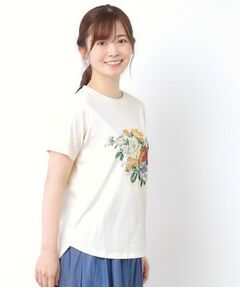 LAURA ASHLEY / ローラ アシュレイ Tシャツ | 【接触冷感/UVカット／コットン100％】ストウ柄 Tシャツ