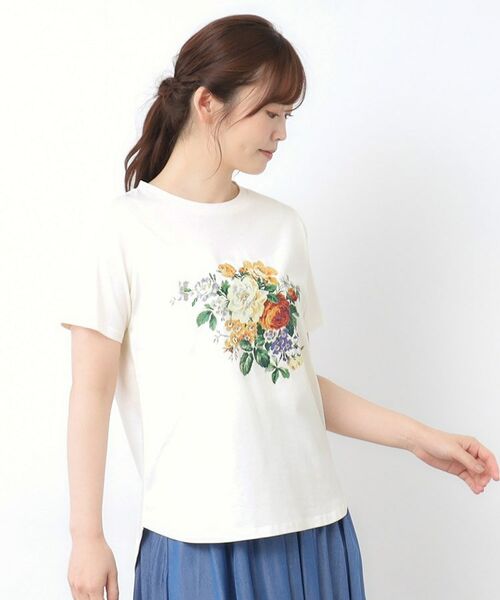 LAURA ASHLEY / ローラ アシュレイ Tシャツ | 【接触冷感/UVカット／コットン100％】ストウ柄 Tシャツ | 詳細1