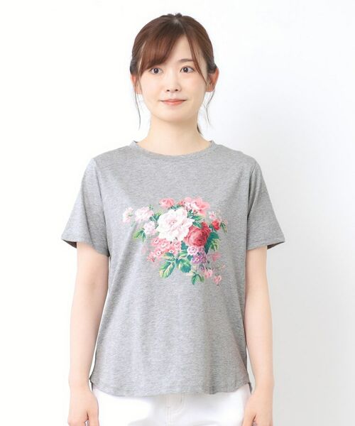 LAURA ASHLEY / ローラ アシュレイ Tシャツ | 【接触冷感/UVカット／コットン100％】ストウ柄 Tシャツ | 詳細13