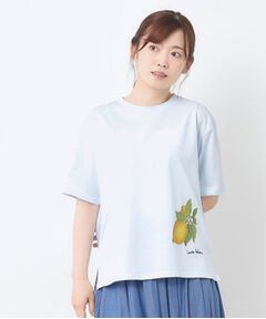 LAURA ASHLEY / ローラ アシュレイ カットソー | 【接触冷感/UVカット／コットン100％】レモン グローブ柄 Tシャツ