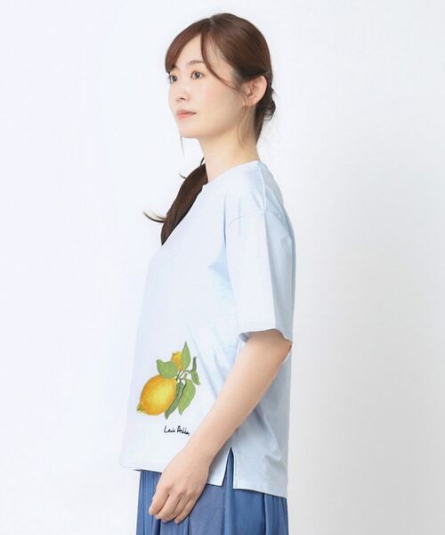 LAURA ASHLEY / ローラ アシュレイ カットソー | 【接触冷感/UVカット／コットン100％】レモン グローブ柄 Tシャツ | 詳細10