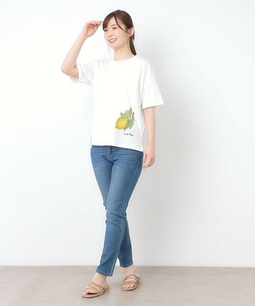 LAURA ASHLEY / ローラ アシュレイ カットソー | 【接触冷感/UVカット／コットン100％】レモン グローブ柄 Tシャツ | 詳細2