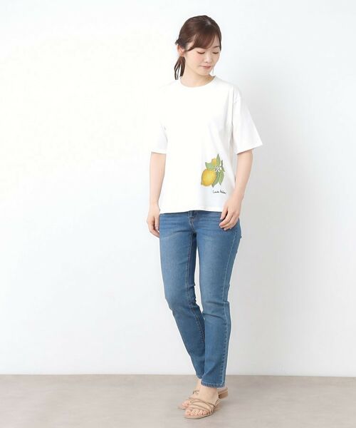 LAURA ASHLEY / ローラ アシュレイ カットソー | 【接触冷感/UVカット／コットン100％】レモン グローブ柄 Tシャツ | 詳細3