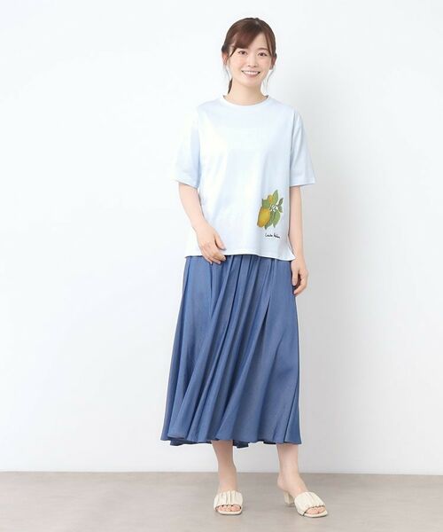 LAURA ASHLEY / ローラ アシュレイ カットソー | 【接触冷感/UVカット／コットン100％】レモン グローブ柄 Tシャツ | 詳細6