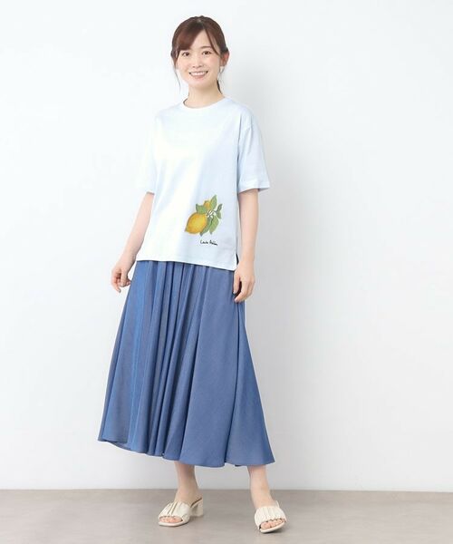 LAURA ASHLEY / ローラ アシュレイ カットソー | 【接触冷感/UVカット／コットン100％】レモン グローブ柄 Tシャツ | 詳細7