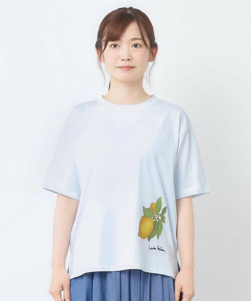 LAURA ASHLEY / ローラ アシュレイ カットソー | 【接触冷感/UVカット／コットン100％】レモン グローブ柄 Tシャツ | 詳細9