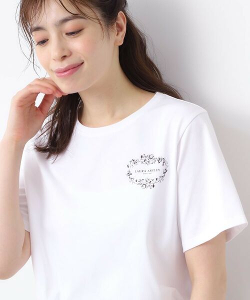 LAURA ASHLEY / ローラ アシュレイ Tシャツ | 【日本製】フローラルクラウン ロゴTシャツ | 詳細1