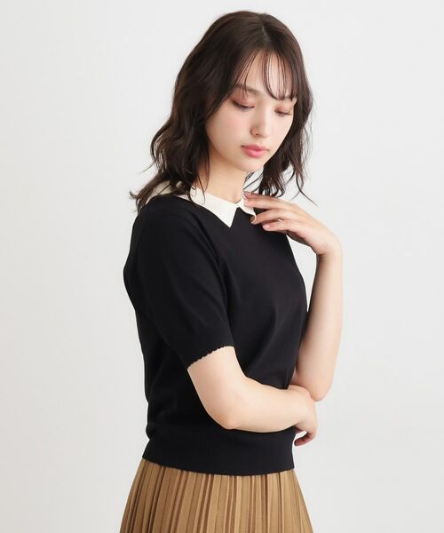 LAURA ASHLEY / ローラ アシュレイ ニット・セーター | 【UVカット/洗える】衿付きサマーニット(ブラック(019))