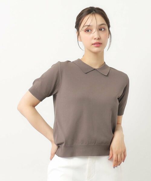 LAURA ASHLEY / ローラ アシュレイ ニット・セーター | 【UVカット/洗える】衿付きサマーニット(モカブラウン(042))