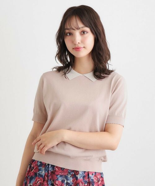 LAURA ASHLEY / ローラ アシュレイ ニット・セーター | 【UVカット/洗える】衿付きサマーニット(ライトピンク(070))