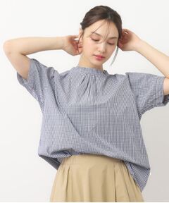 LAURA ASHLEY / ローラ アシュレイ シャツ・ブラウス | 【日本製/ワンマイルウエア】スタンドカラー半袖ブラウス