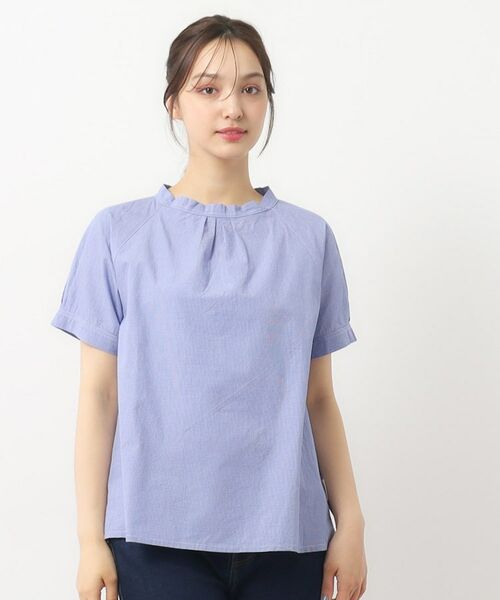 LAURA ASHLEY / ローラ アシュレイ シャツ・ブラウス | 【日本製/ワンマイルウエア】スタンドカラー半袖ブラウス | 詳細1