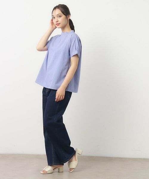 LAURA ASHLEY / ローラ アシュレイ シャツ・ブラウス | 【日本製/ワンマイルウエア】スタンドカラー半袖ブラウス | 詳細3