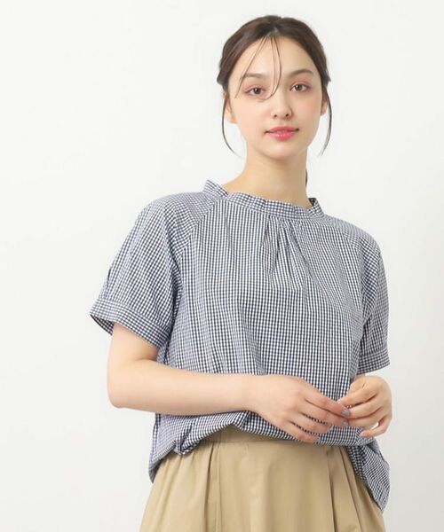 LAURA ASHLEY / ローラ アシュレイ シャツ・ブラウス | 【日本製/ワンマイルウエア】スタンドカラー半袖ブラウス | 詳細5