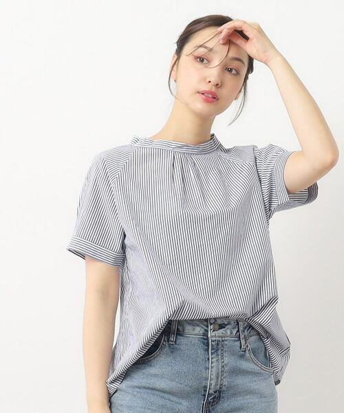 LAURA ASHLEY / ローラ アシュレイ シャツ・ブラウス | 【日本製/ワンマイルウエア】スタンドカラー半袖ブラウス | 詳細9