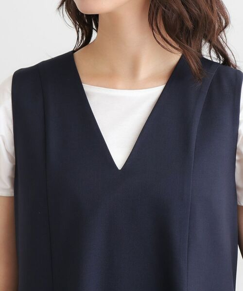 LAURA ASHLEY / ローラ アシュレイ ロング・マキシ丈ワンピース | 【ツイルストレッチ／洗える】Vネックフレアジャンスカ | 詳細12