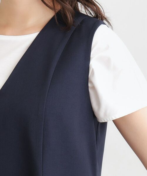 LAURA ASHLEY / ローラ アシュレイ ロング・マキシ丈ワンピース | 【ツイルストレッチ／洗える】Vネックフレアジャンスカ | 詳細14