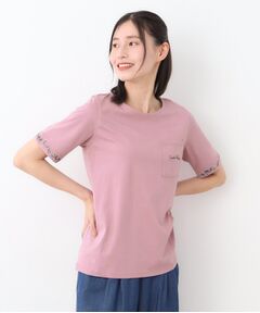 LAURA ASHLEY / ローラ アシュレイ Tシャツ | 【コットン100％／刺繍入り／3colors】エラビー スプリッグ柄 Tシャツ