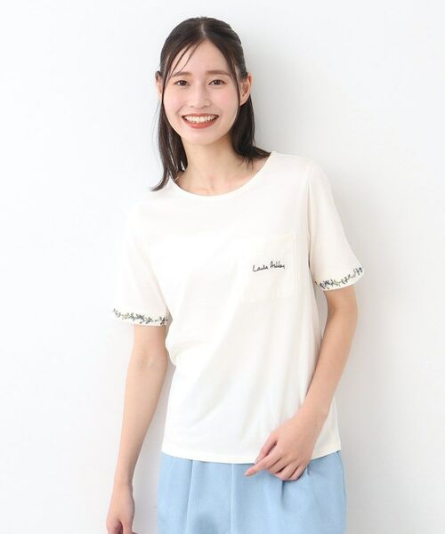 LAURA ASHLEY / ローラ アシュレイ Tシャツ | 【コットン100％／刺繍入り／3colors】エラビー スプリッグ柄 Tシャツ | 詳細1