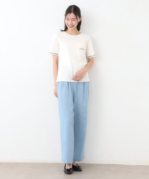 LAURA ASHLEY / ローラ アシュレイ Tシャツ | 【コットン100％／刺繍入り／3colors】エラビー スプリッグ柄 Tシャツ | 詳細3