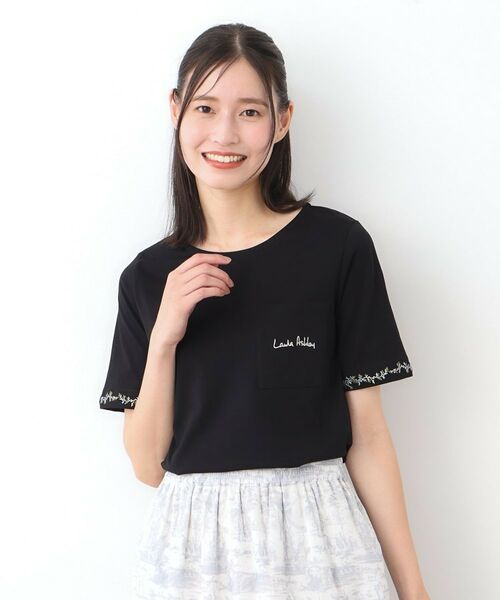 LAURA ASHLEY / ローラ アシュレイ Tシャツ | 【コットン100％／刺繍入り／3colors】エラビー スプリッグ柄 Tシャツ | 詳細5