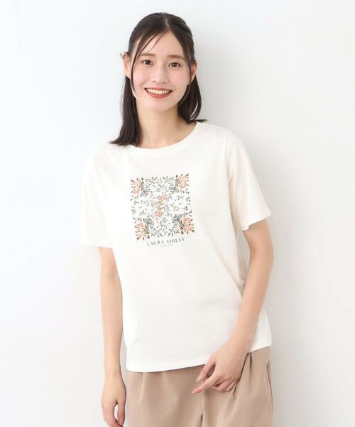 LAURA ASHLEY / ローラ アシュレイ Tシャツ | 【STORY掲載！/接触冷感/コットン100％／3colors】エラビー スカーフ柄 Tシャツ | 詳細2