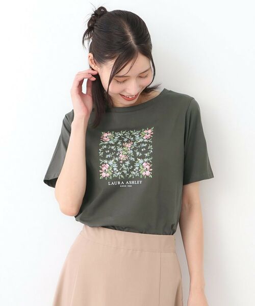 LAURA ASHLEY / ローラ アシュレイ Tシャツ | 【STORY掲載！/接触冷感/コットン100％／3colors】エラビー スカーフ柄 Tシャツ | 詳細5