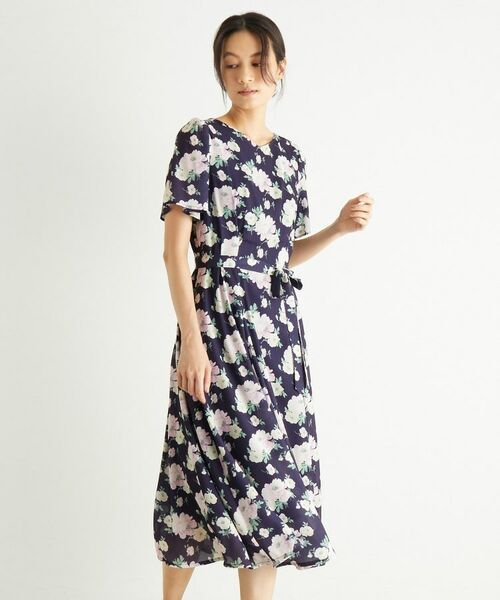 LAURA ASHLEY / ローラ アシュレイ ミニ丈・ひざ丈ワンピース | 【洗える／華やか見え】ブラムウェル柄 シフォンワンピース | 詳細1