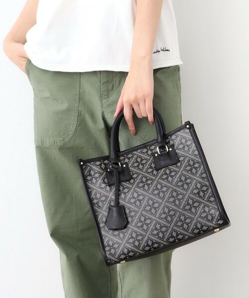 LAURA ASHLEY / ローラ アシュレイ トートバッグ | 【牛革/ショルダーベルト付き/Sサイズ】ミスタージョーンズ柄 バッグ(ブラック(119))