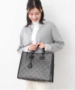 LAURA ASHLEY / ローラ アシュレイ トートバッグ | 【牛革／ショルダーベルト付き／Lサイズ】ミスタージョーンズ柄 バック