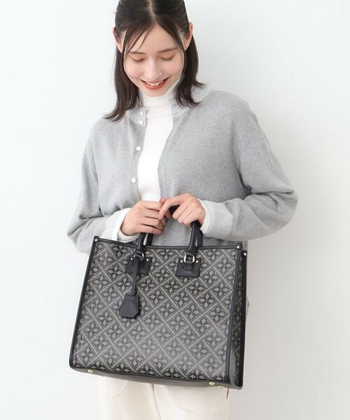 LAURA ASHLEY / ローラ アシュレイ トートバッグ | 【牛革/ショルダーベルト付き/Lサイズ】ミスタージョーンズ柄 バック | 詳細1