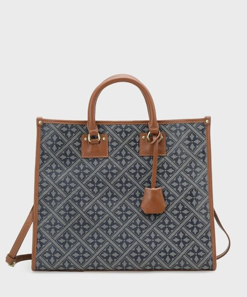 LAURA ASHLEY / ローラ アシュレイ トートバッグ | 【牛革/ショルダーベルト付き/Lサイズ】ミスタージョーンズ柄 バック | 詳細5