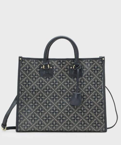 LAURA ASHLEY / ローラ アシュレイ トートバッグ | 【牛革/ショルダーベルト付き/Lサイズ】ミスタージョーンズ柄 バック | 詳細6