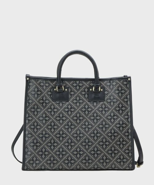 LAURA ASHLEY / ローラ アシュレイ トートバッグ | 【牛革/ショルダーベルト付き/Lサイズ】ミスタージョーンズ柄 バック | 詳細8