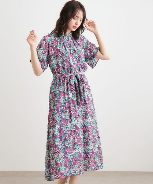 LAURA ASHLEY/ローラ アシュレイ 【WEB限定/洗える】ハニーボーン柄 ワンピース パープル(182) 40(L) LAURA ASHLEY/ローラ アシュレイ 【WEB限定/洗える】ハニーボーン柄 ワンピース パープル(182) 40(L)