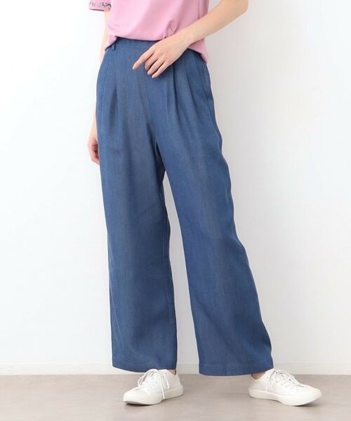 LAURA ASHLEY / ローラ アシュレイ デニムパンツ | 【STORY掲載!/ウエストゴム/タックあり】セルロースデニム イージーパンツ(ネイビー(094))