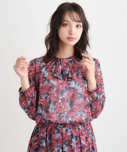 LAURA ASHLEY/ローラ アシュレイ 【洗える/同柄アイテムあり】ケラウェイ柄 ドビーブラウス レッド(160) 38(M) LAURA ASHLEY/ローラ アシュレイ 【洗える/同柄アイテムあり】ケラウェイ柄 ドビーブラウス レッド(160) 38(M)