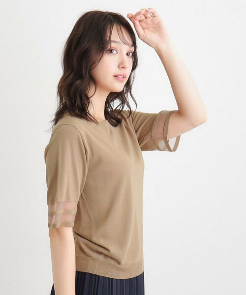 LAURA ASHLEY / ローラ アシュレイ ニット・セーター | 【シアーラインスリーブ／ラメ／アンサンブル可】プルオーバーニット | 詳細5