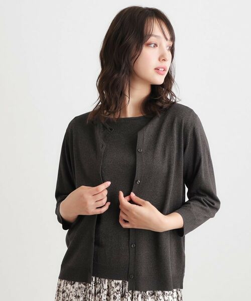 LAURA ASHLEY / ローラ アシュレイ カーディガン・ボレロ | 【ラメ／アンサンブル可】ニットカーディガン（チャコールグレー(014)）