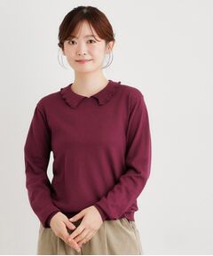 LAURA ASHLEY / ローラ アシュレイ ニット・セーター | 【シーウール】フリルカラーニットプルオーバー