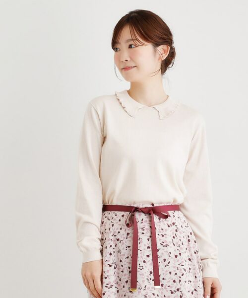 LAURA ASHLEY / ローラ アシュレイ ニット・セーター | 【シーウール】フリルカラーニットプルオーバー | 詳細1