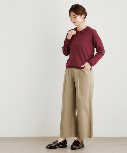 LAURA ASHLEY / ローラ アシュレイ ニット・セーター | 【シーウール】フリルカラーニットプルオーバー | 詳細11